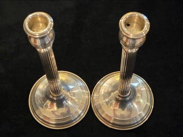 Chandelier (2) - Argent 800 - Paire de candeliers en argent, Antiquités & Art