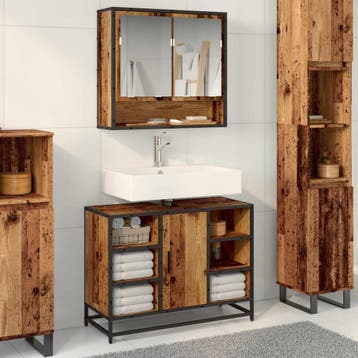 vidaXL Badkamermeubel Set 2 st Oud Hout Bewerkt hout, Verzenden, Nieuw