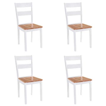 vidaXL Eetkamerstoelen 4 st massief rubberwood wit, Huis en Inrichting, Verzenden, Nieuw