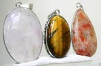 Rozenkwarts - Tijgeroog - Zonnesteen Cabochon - Hoogte: 55