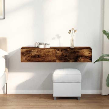 vidaXL Wandschap met lades 100x36x19cm bewerkt hout gerookt, Maison & Meubles, Verzenden