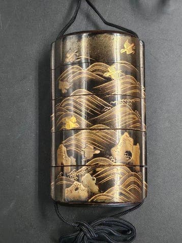 Inro, Edo-periode - hout, lak, goud, zwart - Japan - Late
