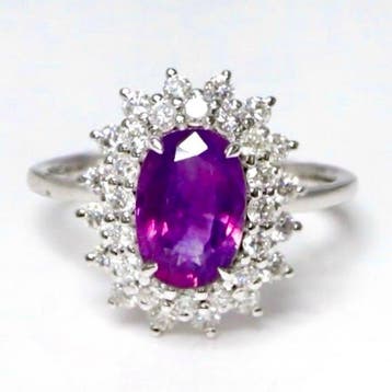 Zonder minimumprijs - Ring - 18 karaat Witgoud, GIA 2,12 ct