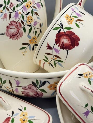 Art déco Ensemble de lavabo (5) - Boch Frères - Faïence -
