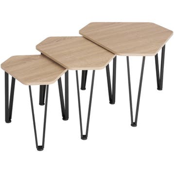 tectake Salontafel-set Torquay - Industrieel licht hout, eik, Verzenden, Nieuw
