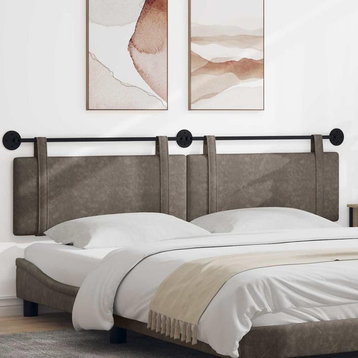 vidaXL Hangend hoofdbord Grijs Antiek PU, Maison & Meubles, Chambre à coucher | Lits, Envoi