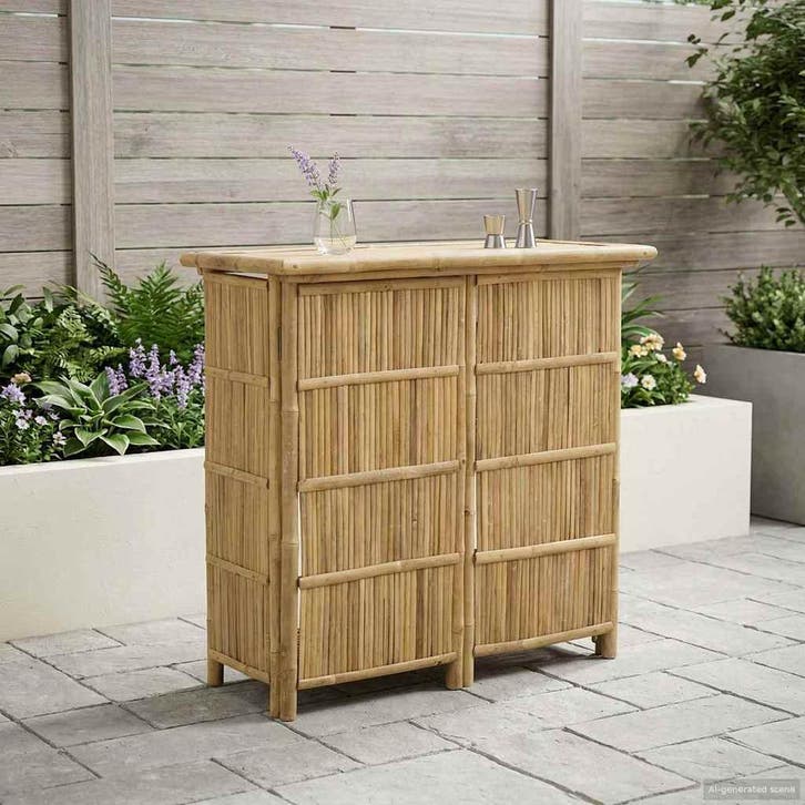 vidaXL Buiten Bartafel Naturel 115 x 55 x 105 cm Bamboe, Tuin en Terras, Tuintafels, Nieuw, Verzenden