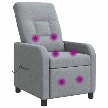 vidaXL Massage Relaxstoel Lichtgrijs Stof, Maison & Meubles, Fauteuils, Verzenden
