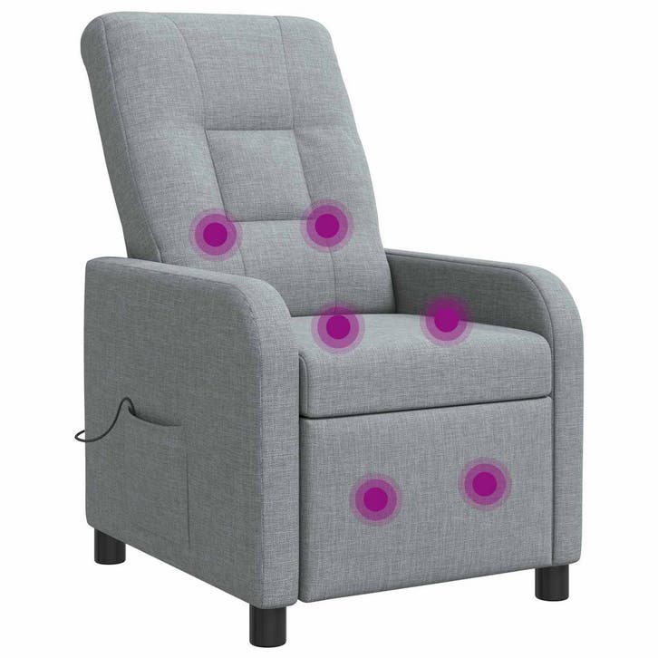 vidaXL Massage Relaxstoel Lichtgrijs Stof, Maison & Meubles, Fauteuils, Envoi