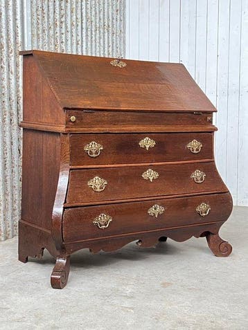 Bureau - klepbureau, buro, secretaire, bureau - Eiken hout -