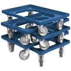 Dolly 60x40x15 blauw met 4 rubberen zwenkwielen nieuw Set, Ophalen of Verzenden