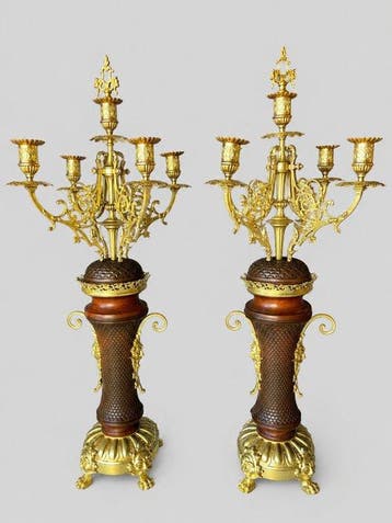 Chandelier (2) - Bronze patiné - (h. 70 cm)