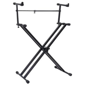 vidaXL Keyboardstandaard X-frame dubbel versterkt zwart, Musique & Instruments, Verzenden