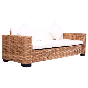 vidaXL Tuinbank 3-zits natuurlijk rattan, Verzenden, Nieuw