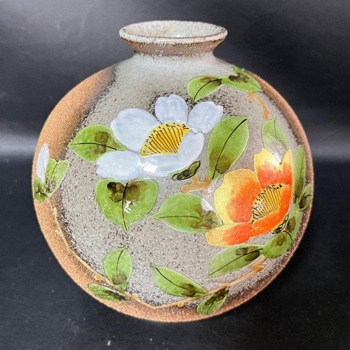 Vase - Vase de studio japonais - Camélia (Tsubaki/) - Grès, Antiquités & Art, Antiquités | Autres Antiquités