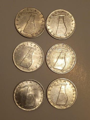 Italië, Republiek 5 Lire 1951-52-53-54-55-56 (Zonder
