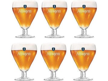 Veiling - Affligem bierglazen voetglas set 6x 30cl