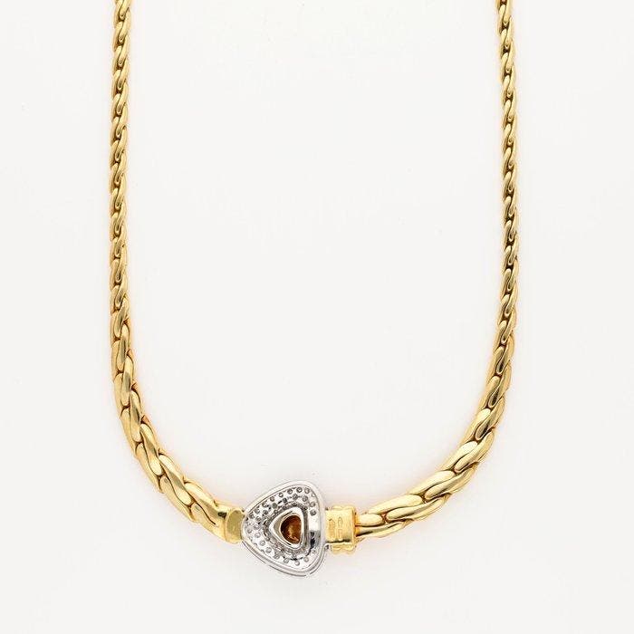Halsketting - 18 karaat Geel goud, Witgoud Diamant, Handtassen en Accessoires, Kettingen