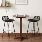 vidaXL Barkruk 2 pcs Zwart 44 x 46 x 91 cm Riet en Staal, Huis en Inrichting, Verzenden, Nieuw