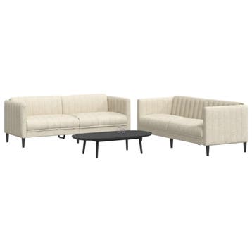 vidaXL 2-delige Loungeset stof crèmekleurig, Verzenden, Nieuw
