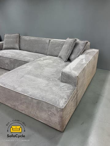 Belfast hoekzetel grijs in fluweel, hoek R – overstock, Verzenden