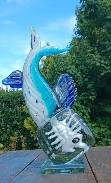 sculptuur, grote skelet fisch - 35 cm - murano stijl, Antiek en Kunst