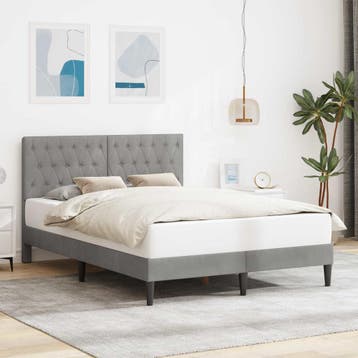 vidaXL Bedframe met hoofdeinde Lichtgrijs 140 x 190 cm, Verzenden, Nieuw