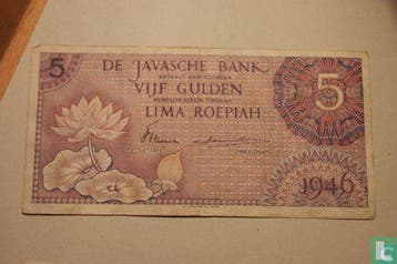 Nederlands-Indië (± 1800 – 1949) - Indonesië 5 Gulden /, Timbres & Monnaies, Billets de banque | Asie, Verzenden, Los biljet