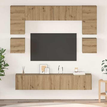 vidaXL Tv-meubelset 8 st Artisan Eiken Bewerkt hout, Huis en Inrichting, Verzenden, Nieuw