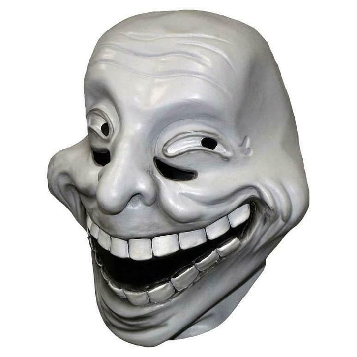 Trollface masker latex, Hobby en Vrije tijd, Feestartikelen, Verzenden