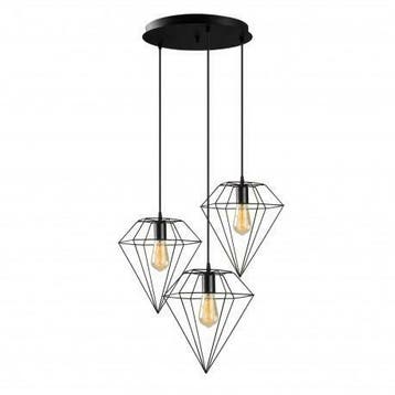 Industriële diamanten hanglamp 3x E27 - zwart | Rome, Verzenden