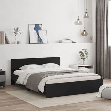 vidaXL Bedframe met hoofdeinde zwart 140x200 cm, Verzenden