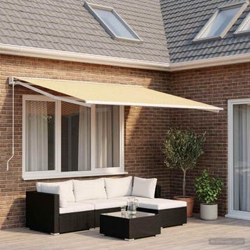 vidaXL Vervangingsdoek voor zonnescherm Geel en Wit 600 ×, Verzenden