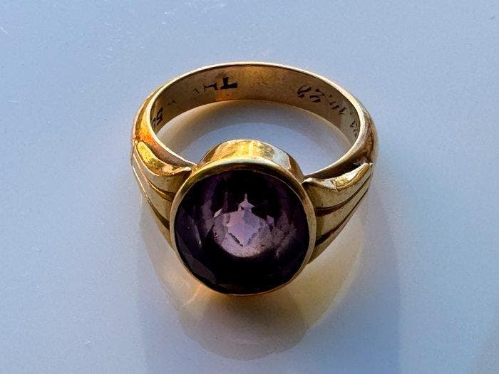 Ring - 14 karaat Geel goud - 2.86ct. tw. Amethist, Bijoux, Sacs & Beauté, Bagues