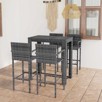 vidaXL 5-delige Tuinbarset met armleuningen poly rattan, Tuin en Terras, Verzenden, Nieuw