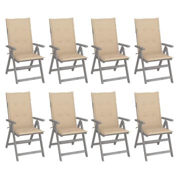 vidaXL Tuinstoelen 8 st verstelbaar met kussens acaciahout, Tuin en Terras, Tuinstoelen, Verzenden, Nieuw