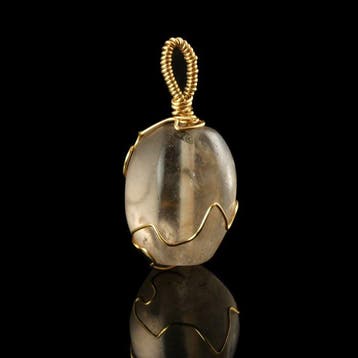 Oud-Romeins Hanger met draadomhulde rozenkwarts-kraaltje