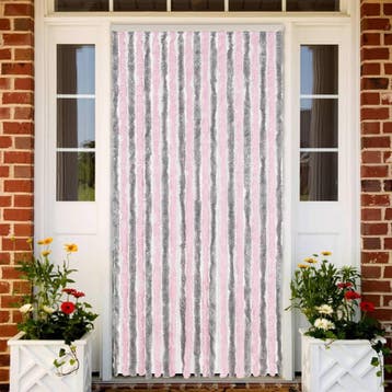 vidaXL Vliegengordijn 90x200 cm chenille zilvergrijs en roze, Verzenden, Nieuw