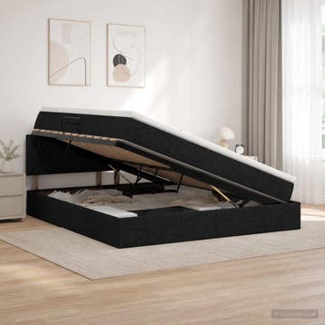 vidaXL Opbergbed met matras met hoofdeinde Zwart 140 x 190, Verzenden