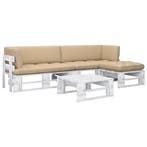 vidaXL 4-delige Loungeset pallet met kussens wit, Verzenden, Loungeset