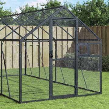 vidaXL Volière 1,79x2x1,85 m aluminium antracietkleurig, Dieren en Toebehoren, Verzenden, Nieuw