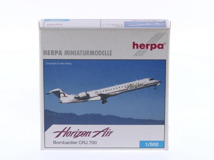 Schaal 1:500 Herpa 514286 Horizon Air Bombardier CRJ 700..., Hobby en Vrije tijd, Modelbouw | Vliegtuigen en Helikopters, Zo goed als nieuw