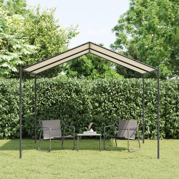 vidaXL Tuinpaviljoen 3x3 m staal en stof beige, Verzenden