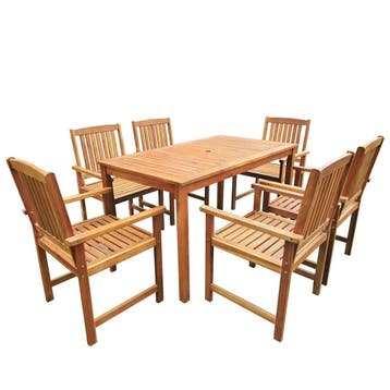 vidaXL 7-delige Tuinset massief acaciahout, Verzenden, Tuinset