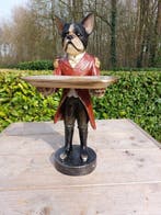 Statue, french buldog as budhler with plateau - 50 cm -
