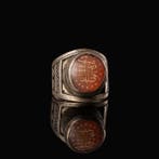 Ottomaanse Rijk Zilver Ring met Arabische kalligrafie op