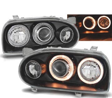 PHARES POUR VOLKSWAGEN VW GOLF 3 91-97 ANGEL EYES NOIR + CLI, Verzenden, Nieuw
