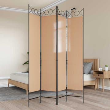 vidaXL 4-Panel Room Divider Beige 160 x 200 cm Stof, Huis en Inrichting, Verzenden, Nieuw