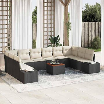 vidaXL Tuinbank Set 11 st Zwart en wit, Tuin en Terras, Verzenden, Nieuw