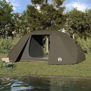 vidaXL Vistent met dak Bruin 514 x 465 x 187 cm Polyester en, Caravanes & Camping, Verzenden